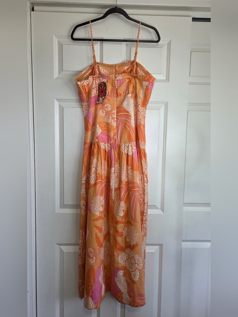 NWT Farm Rio x Anthro Orange Linen Blend Drop Waist Maxi Dress - Size L - Picture 4 of 14